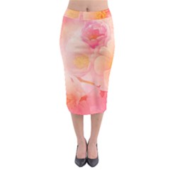 Wonderful Floral Design, Soft Colors Midi Pencil Skirt by FantasyWorld7