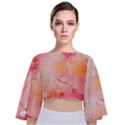 Wonderful Floral Design, Soft Colors Tie Back Butterfly Sleeve Chiffon Top View1