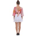 Wonderful Floral Design, Soft Colors Tie Back Butterfly Sleeve Chiffon Top View2