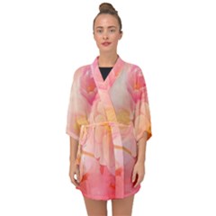 Wonderful Floral Design, Soft Colors Half Sleeve Chiffon Kimono by FantasyWorld7