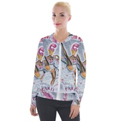 Bal Du Moulin Rouge French Cancan Velour Zip Up Jacket