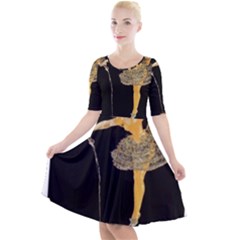 Pernis Champagne Quarter Sleeve A-line Dress