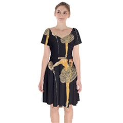 Pernis Champagne Short Sleeve Bardot Dress by StarvingArtisan