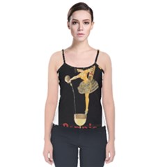 Pernis Champagne Velvet Spaghetti Strap Top