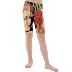 Blonde Bombshell Retro Glamour Girl Posters Kids  Mid Length Swim Shorts by StarvingArtisan