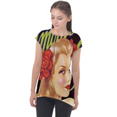 Blonde Bombshell Retro Glamour Girl Posters Cap Sleeve High Low Top