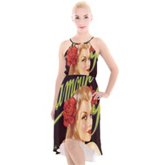 Blonde Bombshell Retro Glamour Girl Posters High-low Halter Chiffon Dress 