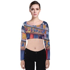 Coney Island Freak Show Velvet Long Sleeve Crop Top