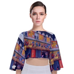 Coney Island Freak Show Tie Back Butterfly Sleeve Chiffon Top