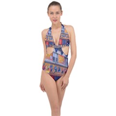 Coney Island Freak Show Halter Front Plunge Swimsuit by StarvingArtisan