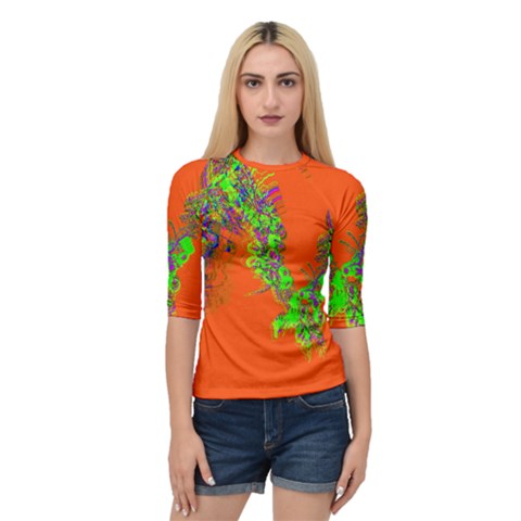 Fab Spring Orange Green Flora   Quarter Sleeve Raglan Tee by 1dsign