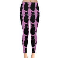 Cat Silouette Pattern Pink Leggings  by snowwhitegirl