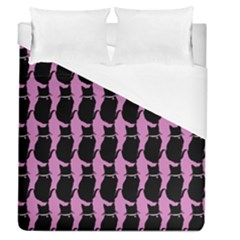 Cat Silouette Pattern Pink Duvet Cover (queen Size) by snowwhitegirl