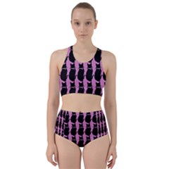 Cat Silouette Pattern Pink Racer Back Bikini Set by snowwhitegirl