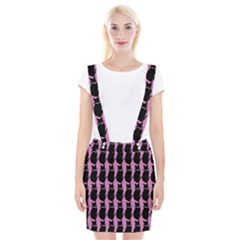 Cat Silouette Pattern Pink Braces Suspender Skirt by snowwhitegirl