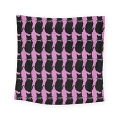 Cat Silouette Pattern Pink Square Tapestry (small) by snowwhitegirl