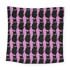 Cat Silouette Pattern Pink Square Tapestry (large) by snowwhitegirl