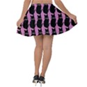 Cat Silouette Pattern Pink Velvet Skater Skirt View2