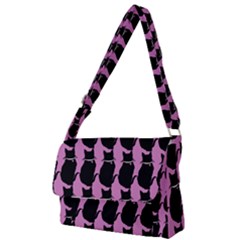 Cat Silouette Pattern Pink Full Print Messenger Bag by snowwhitegirl