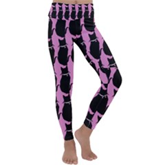 Cat Silouette Pattern Pink Kids  Lightweight Velour Classic Yoga Leggings by snowwhitegirl