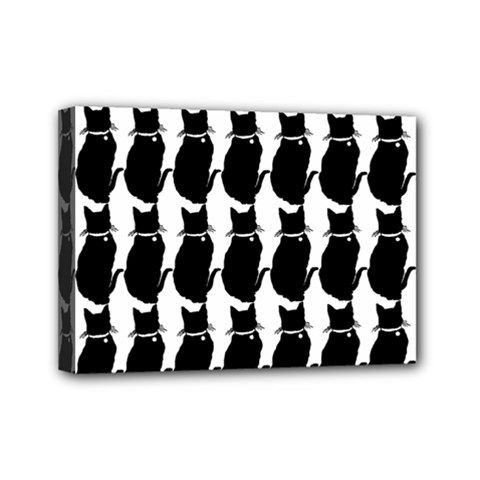 Cat Silouette Pattern Mini Canvas 7  X 5  (stretched)