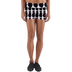 Cat Silouette Pattern Yoga Shorts by snowwhitegirl