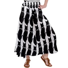 Cat Silouette Pattern Satin Palazzo Pants