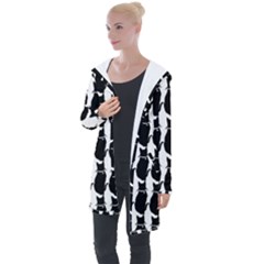 Cat Silouette Pattern Longline Hooded Cardigan