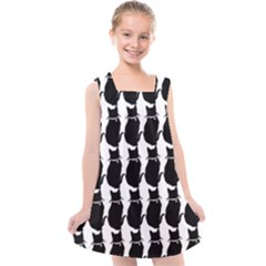 Cat Silouette Pattern Kids  Cross Back Dress