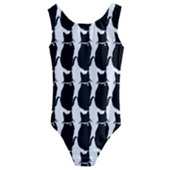 Cat Silouette Pattern Kids  Cut-out Back One Piece Swimsuit