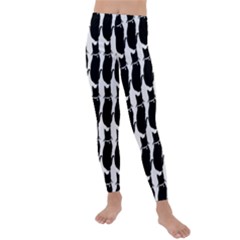 Cat Silouette Pattern Kids  Lightweight Velour Leggings by snowwhitegirl