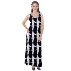 Cat Silouette Pattern Sleeveless Velour Maxi Dress