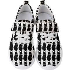 Cat Silouette Pattern Men s Velcro Strap Shoes