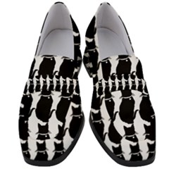 Cat Silouette Pattern Women s Chunky Heel Loafers