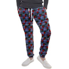 Roses Blue Plaid Men s Jogger Sweatpants