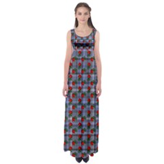 Roses Blue Plaid Empire Waist Maxi Dress by snowwhitegirl