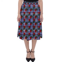 Roses Blue Plaid Classic Midi Skirt by snowwhitegirl