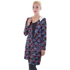 Roses Blue Plaid Hooded Pocket Cardigan