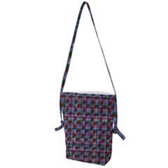 Roses Blue Plaid Folding Shoulder Bag