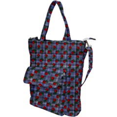 Roses Blue Plaid Shoulder Tote Bag