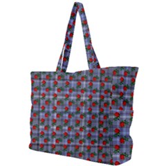 Roses Blue Plaid Simple Shoulder Bag