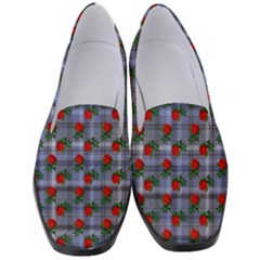 Roses Blue Plaid Women s Classic Loafer Heels