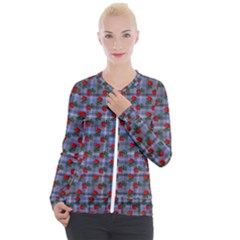 Roses Blue Plaid Casual Zip Up Jacket