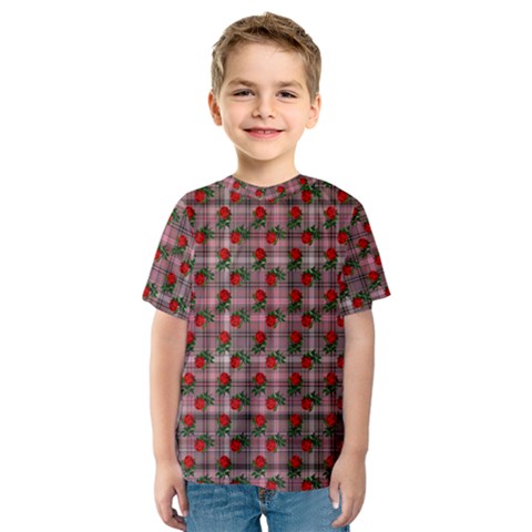 Roses Pink Plaid Kids  Sport Mesh Tee by snowwhitegirl