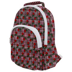 Roses Pink Plaid Rounded Multi Pocket Backpack