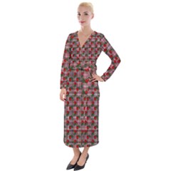 Roses Pink Plaid Velvet Maxi Wrap Dress by snowwhitegirl