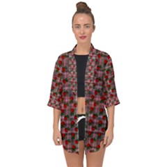 Roses Pink Plaid Open Front Chiffon Kimono by snowwhitegirl