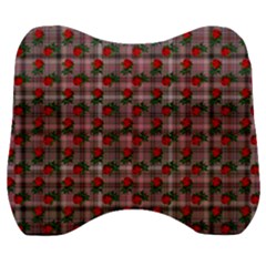 Roses Pink Plaid Velour Head Support Cushion