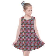 Roses Pink Plaid Kids  Summer Dress