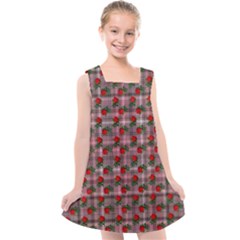 Roses Pink Plaid Kids  Cross Back Dress by snowwhitegirl